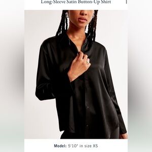 Long-Sleeve Satin Button-Up Shirt